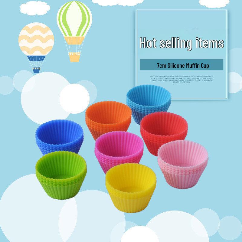 Silicone Muffin & Cake Mold Set, 7cm, 8 Colors - Perfect for Small Cakes, Egg Tarts, and Muffins