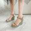 Fashion Sandals for Women Wedges Heel Green Super-high Rivet Woman Shoes Summer 2025 Comfortable Footwear New Breathable Fashion Luxury