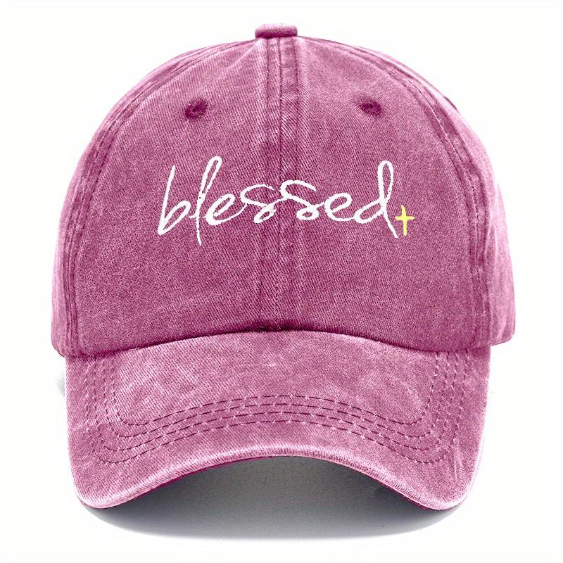 Blessed Embroidered Washed Baseball Cap Adjustable Dad Hat with Curved Brim for Fishing Outdoor Activities Casual Wear Uni