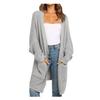 Womens Patchwork Cardigan Long Sleeve Open Front Knit Sweaters Coat Pockets