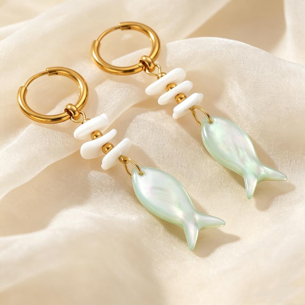 Summer Ocean Fish Pendant Earrings High Quality Stainless Steel Dangle Earrings for Women Gold Plated Charm Beach Trendy Jewelry