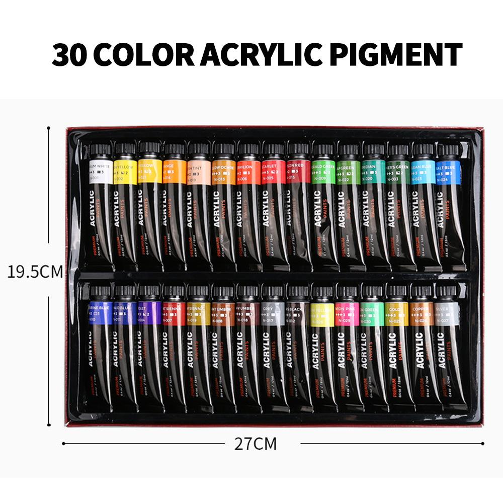 30 Color Drawing Pigment Acrylic Pigment 12ml Aluminum Tube Set Hand Drawn Graffiti DIY Art Painter Level Art Pigment