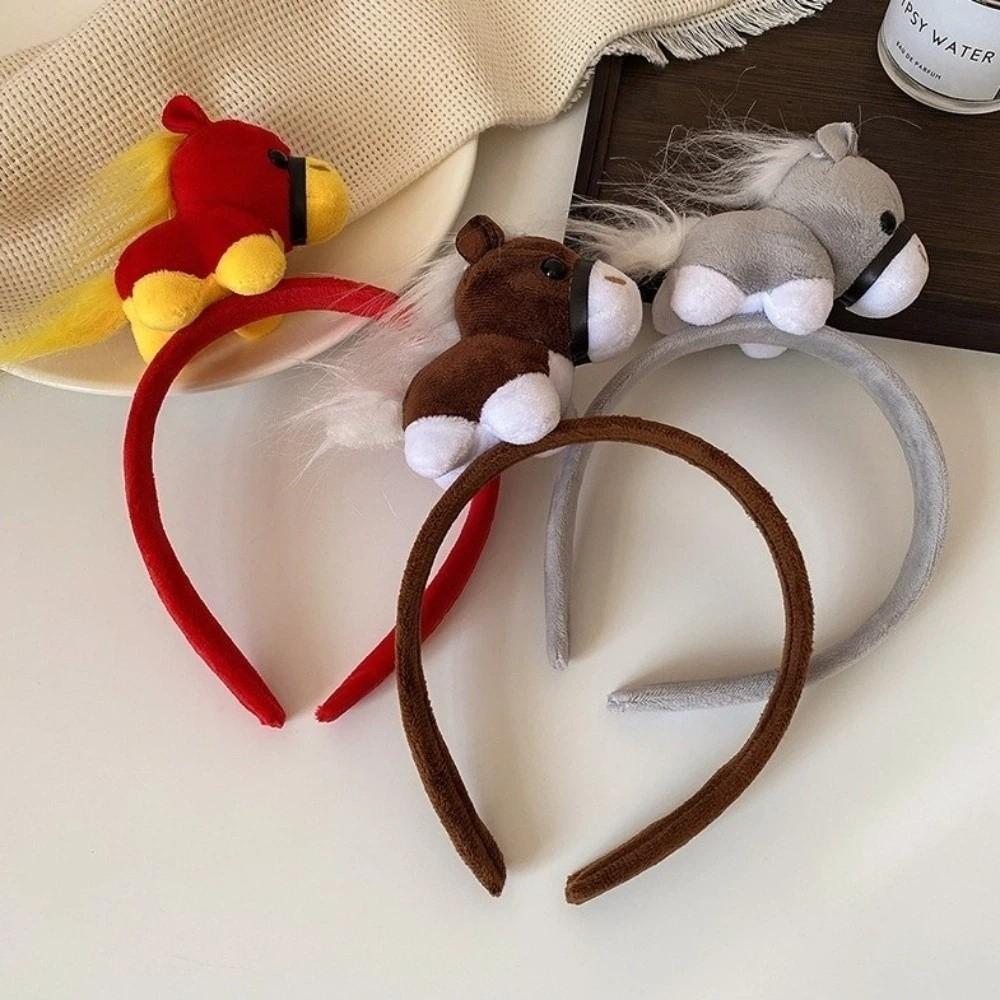 Mascot New Year Headband Pony Plush Horse Headband Exquisite Horse Hair Hoop Children