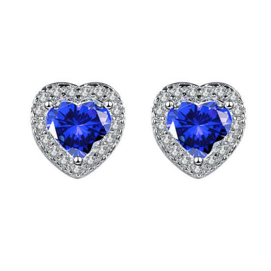 Heart Shape Earrings Full Diamond Effect Micro-Setting Love Zirconia Stud Earrings Romantic Jewelry for Women Girls Everyday Wear Anniversary Gift