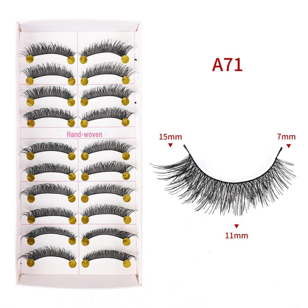 217 накладных ресниц ручной работы - 10 пар, натуральный стиль, перекрестный хлопковый стержень для сценического макияжа