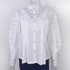 2023 Summer Lace Hollow Long-Sleeve Stand Collar Cotton Women's Shirt