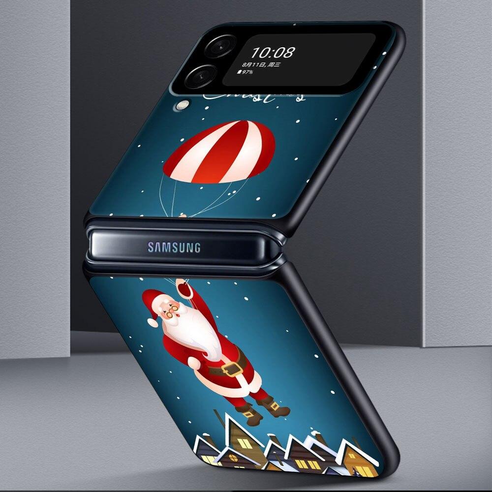 Чехол для телефона с изображением рождественского снеговика и оленя для Samsung Galaxy Z Flip Z Flip3 5G Z Flip4, жесткий матовый корпус из ПК