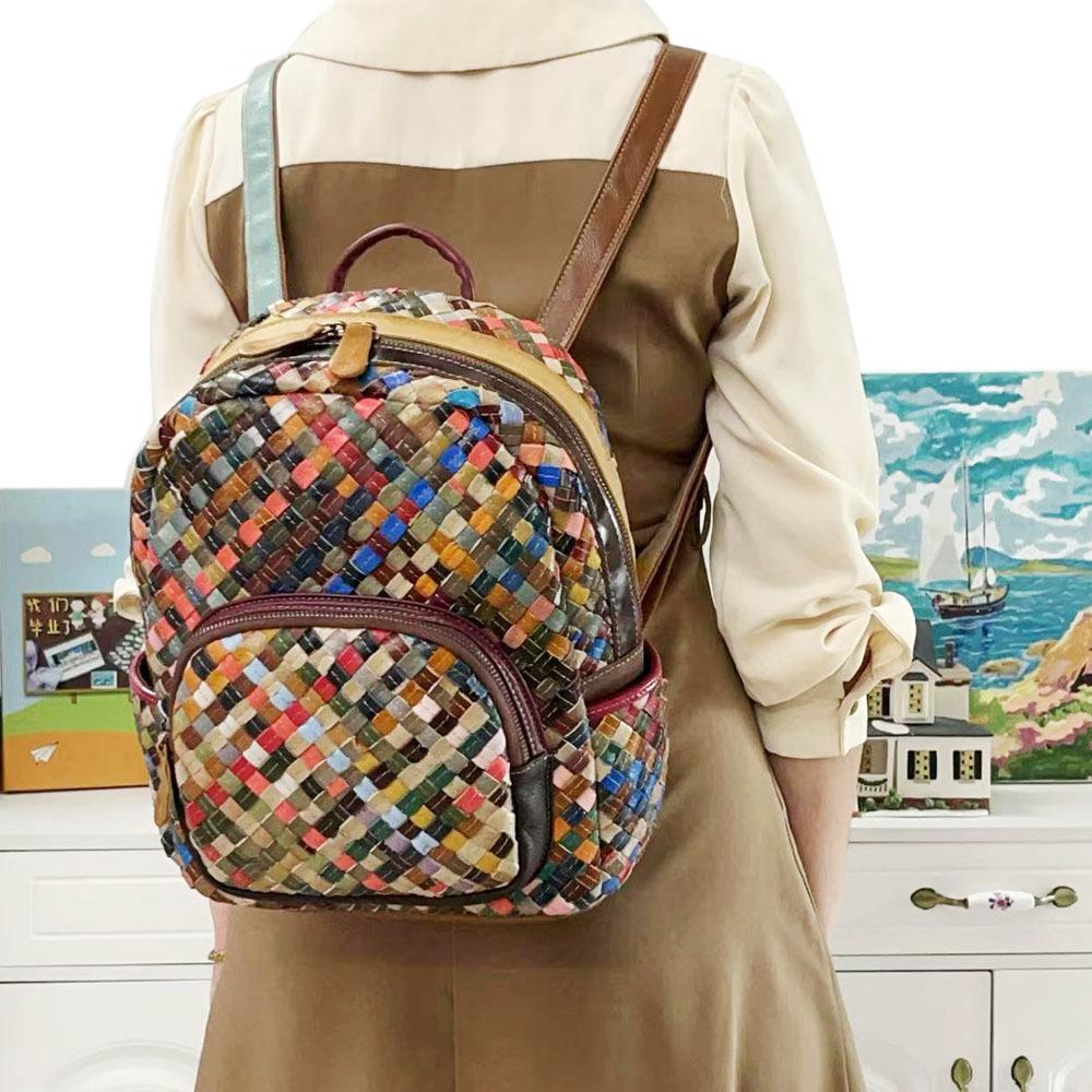 Модные женские сумки, кожаные рюкзаки, сращивание цветной коровьей кожи, ручная работа, рюкзаки, женские сумки