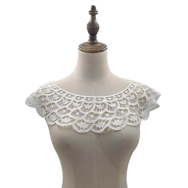 Water-Soluble Lace Chest Collar, Three-Dimensional Hollow Embroidered Corsage Diy Lace Accessories, Curved Semi-Circular Embroidered Fake Collar
