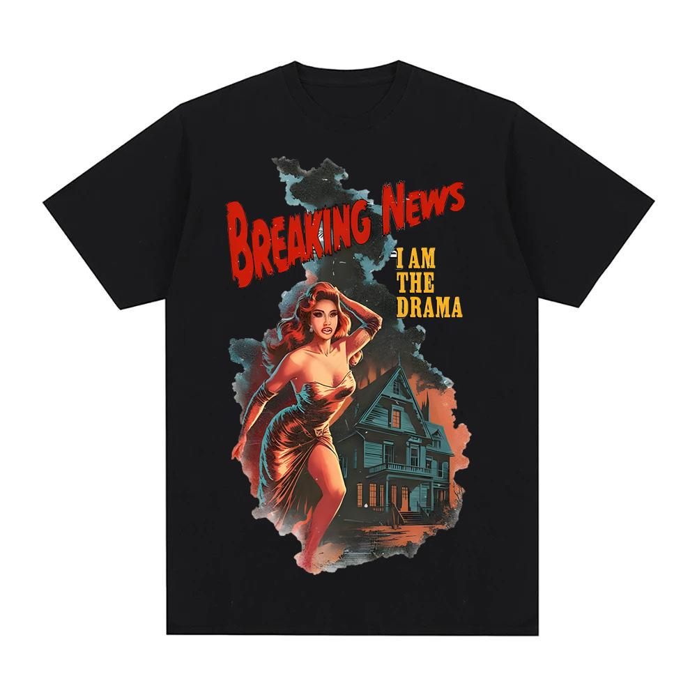 Cardi B - AM I THE DRAMA Альбом Футболка Новая футболка Графическая печать Панк Футболка Круглый вырез Одежда 100% хлопок Футболки Топ