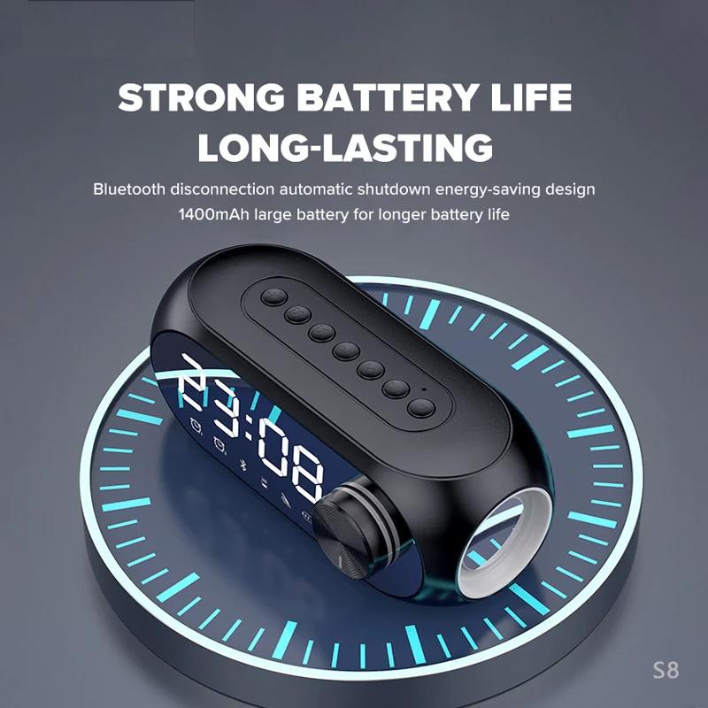 S8 Беспроводной Bluetooth-динамик HD Светодиодный дисплей Многофункциональные стереобасовые динамики Будильник FM-радио TF-карта Aux Воспроизведение музыки
