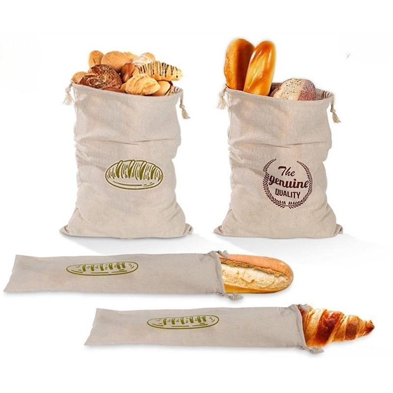 Linen Bread Bag Reusable Bags for Bread Drawstring Bags Homemade Artisan Bread Storage Bag Food Storage Containers