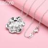 925 Sterling Silver Flower Pendant Necklace Fashion Wedding Jewelry