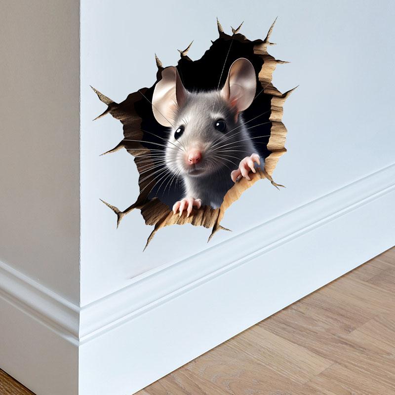3D Наклейка Мышиная Нора Съемная Самоклеящаяся Для Комнаты Спальни Аксессуары для Украшения Дома