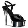 Mclubgirl Women's Shoes Summer Fairy Solid Thin Heel Open Toe Buckle Black Super High Heel Sandals 15cm Heel 5cm Platform YKC