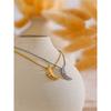 Yhpup Small Chic Stainless Steel Croissant Pendant Gold Color Necklace Stain Less Metal Chain Collar Popular Jewelry Accessories