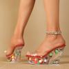 Women's Platform Sandals Heel 10CM Nightclub High Heels Flower Heel Shoes Catwalk Pole Dance Crystal Sole LFD-1101-32
