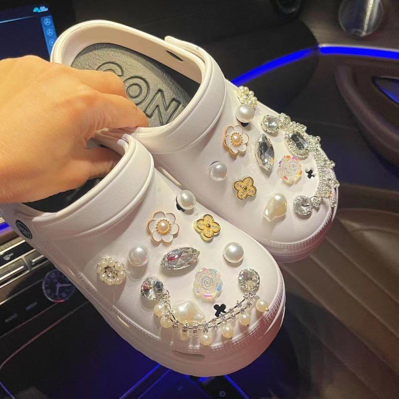 20 шт. подвеска для обуви Crocs DIY блестящая цепочка со стразами украшение для обуви пряжка для Croc подвески отверстия обувь аксессуары