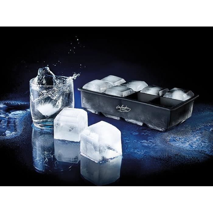 Bac à glaçons en silicone - INFACTORY - XXL - 8 glaçons géants - 100% silicone alimentaire