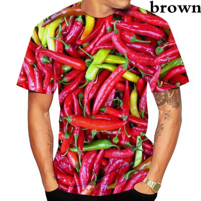 Летний топ с круглым вырезом и 3D-принтом с узором «Острый перец чили», модная повседневная мужская футболка с коротким рукавом