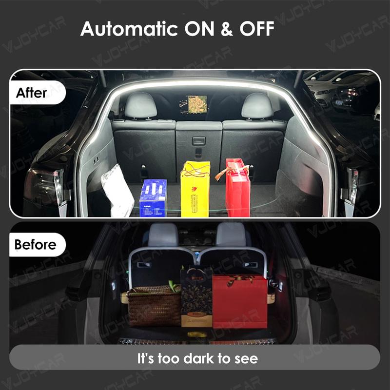 VJOYCAR 2024 Model Y Rear Trunk Brighten LED Strip Modified Lighting for Waterproof Flexible Light Cigarette Lighter Plug & Play