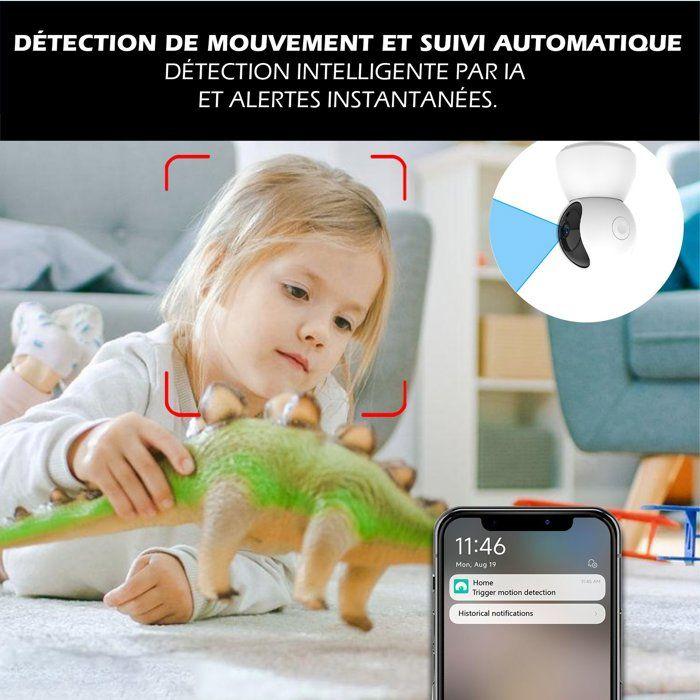 Caméra intérieure filaire - KYF - Rotative - Full HD - 4MP Motorisée P/T - Sirène intégrée