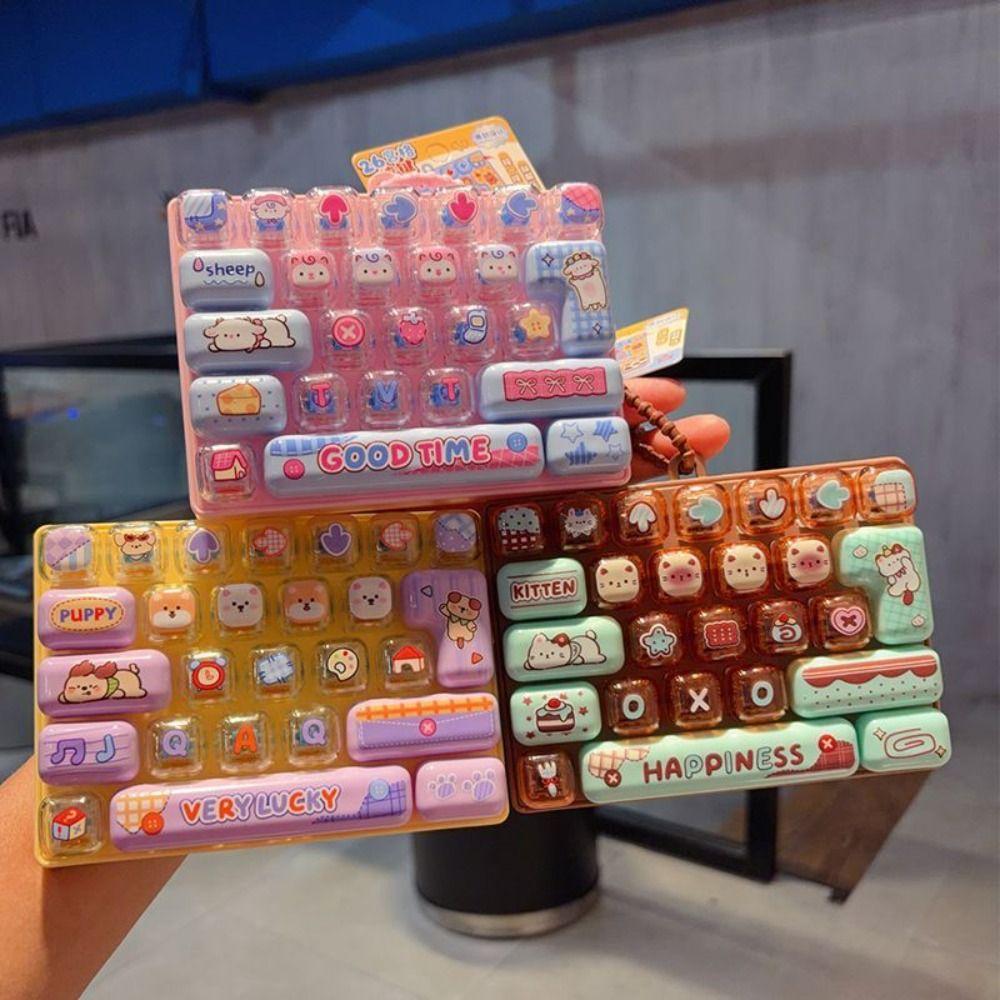 Transparent Dual-Tone Mini Keyboard Pendant 26-Key Keyboard Keychain Desktop Decoration