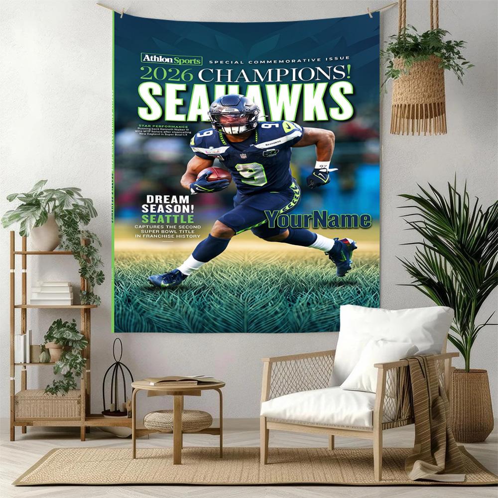 Seattle Seahawks Custom Your Name Wall Decor Tapestry Art For Pet Memorial Birthdaywedding Party Backdrop Family Gift