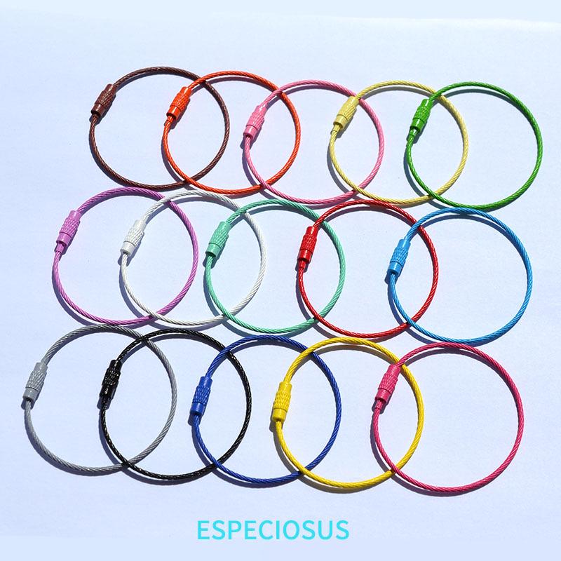 Colorful Spray-Painted Steel Wire Rope Keychain Pendant Bracelet DIY Jewelry Bag Charm.