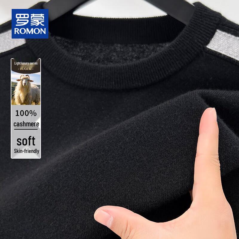 ROMON Мужской толстый свитер из 100% кашемира с круглым вырезом