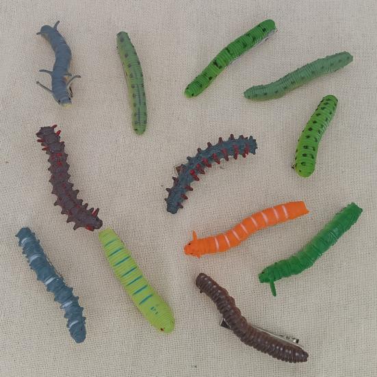 12 шт. расписанных вручную заколок для волос в виде гусеницы для женщин и девушек, дизайн животных, ручная работа, заколка из смолы, аксессуары для волос на Хэллоуин