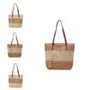 Casual Straw Tote Bag For Women Large Capacity Beach Shoulder Bag With Color Blocking Design And Tassel Decor