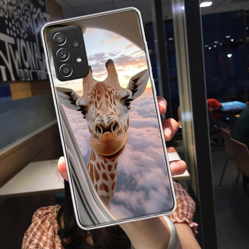 Чехол для телефона с жирафами и длинными шеями для Samsung A54 A57 A37 A17 A14 A15 A12 A24 A34 A55 A35 A25 A52S A07 A05S A04S A22 A32 A72 G