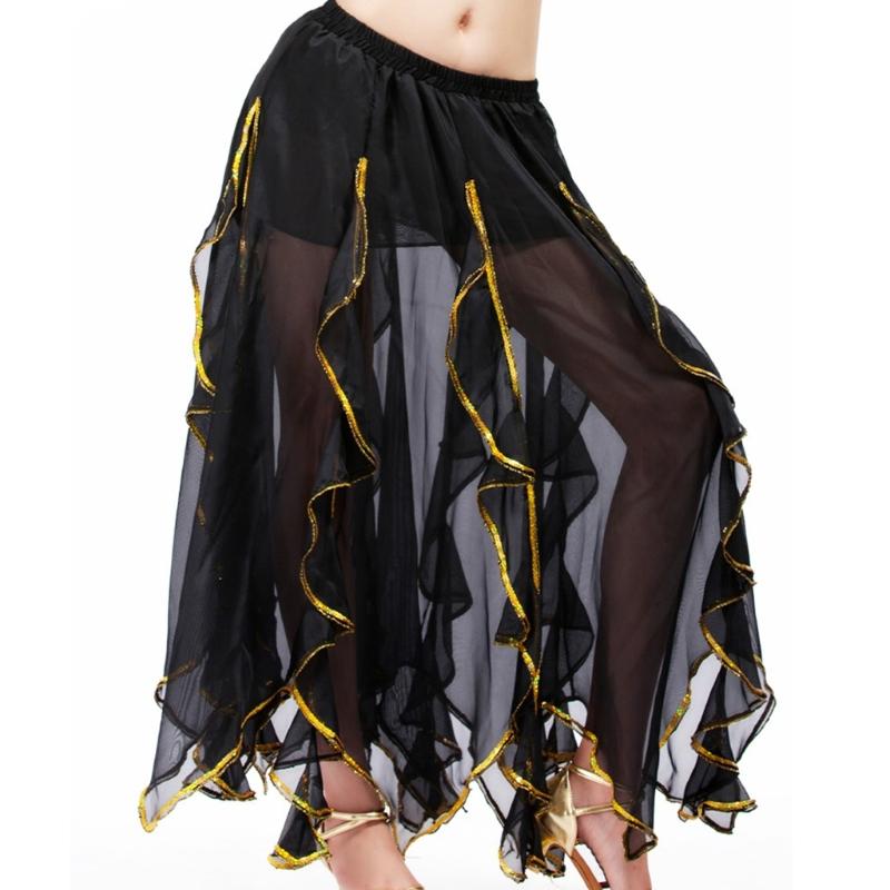 Костюм для восточных танцев для женщин Юбка для belly dance Шифоновая макси-юбка с оборками Наряд для танцовщицы живота Костюмы на Хэллоуин