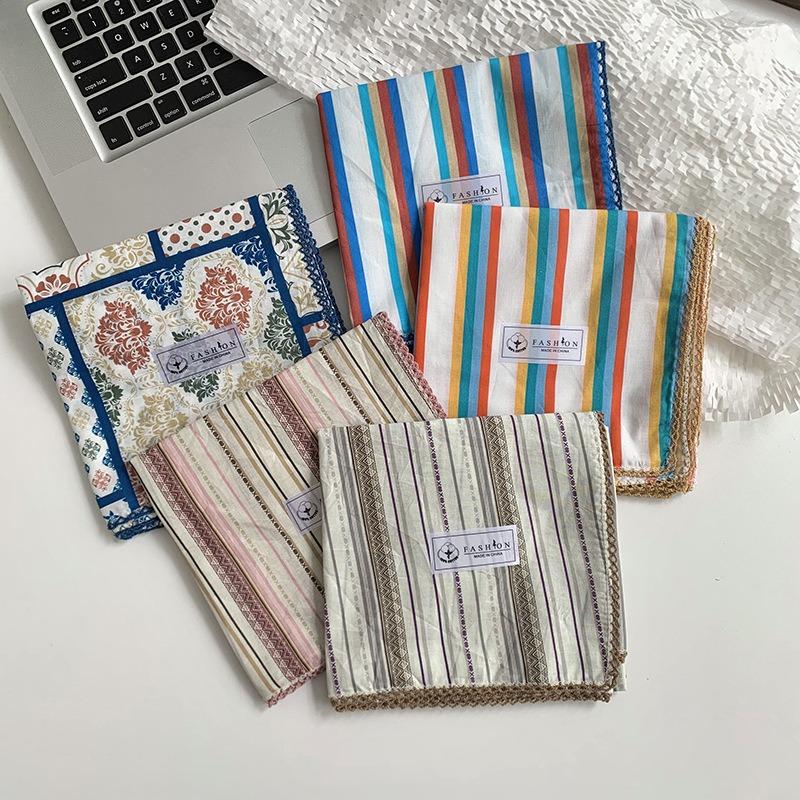 Платок летний женский пасторальное искусство мелкий цветочный универсальный декоративный маленький шарф шелковый платок квадратный платок высококачественные аксессуары для волос головной убор