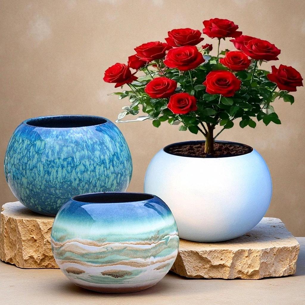 Extra Large Ceramic Pottery Flower Pot for Indoor Green Plants, Coarse Pot Ideal for Monstera and Other Large Plants