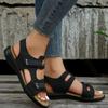 Women's Solid Color Slope Heel Sandals Ankle Buckle Casual Soft Sole Summer Shoes Anti Slip Versatile Retro Wedge Heel Sandals