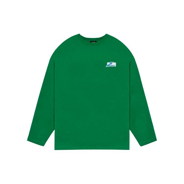 We11done Ss22 Solid Color Logo Print Long Sleeve T-Shirt Unisex Tops Green WD-TT1-22-711-U-GR