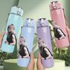 1PC Faded Female Figure Monochrome Print 750ml Colorful Plastic Sports Water Bottle Leakproof Pop Up Lid with Straw for Outdoor Work Home Use