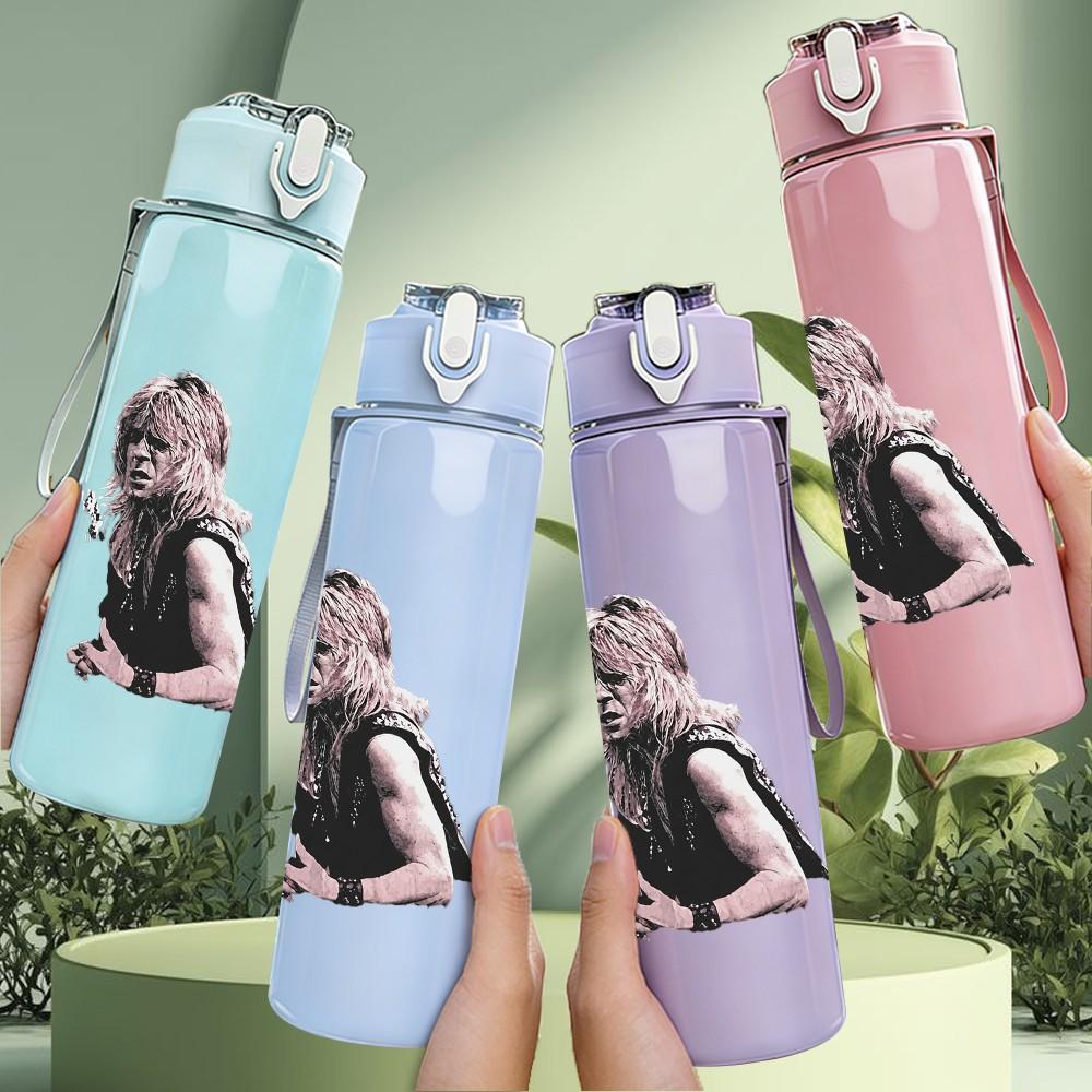 1PC Faded female figure monochrome print 750ml colorful plastic sports water bottle leakproof pop up lid with straw for outdoor work home use
