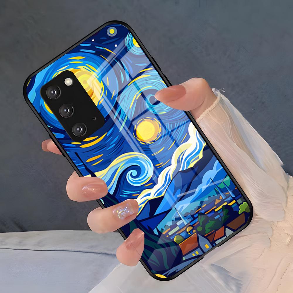 Чехол для телефона с картинами Ван Гога маслом для Samsung S26 S25 Plus S20 S20 Plus S22 Ultra S23 FE S21 Plus S21 Ultra Стеклянная крышка