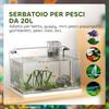20L Glass Aquarium with LED Lights, Filter and Water Pump, 38x26x27 cm, White