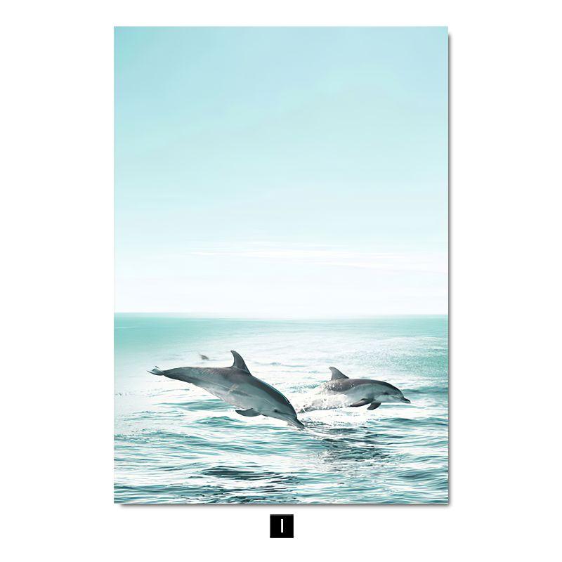 Современный небольшой свежий пейзажный постер, украшение, картина, чайка, кокосовая пальма, морская черепаха, природный пейзаж, настенная картина для гостиной