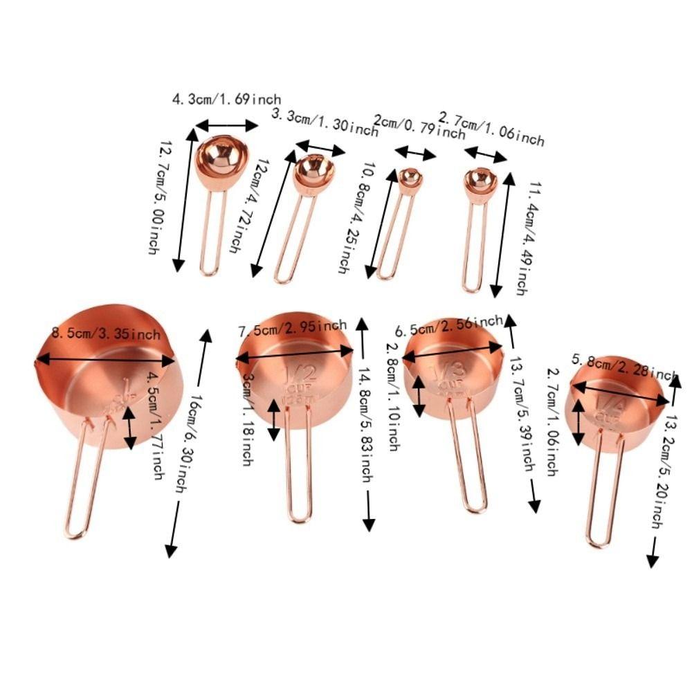 Stainless Steel Measuring Spoons Set Rose Gold Gold Baking Measuring Set Dry Ingredients