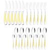 Kitchen Tableware Set Stainless Steel Fork Spoons Knives Cutlery Set Gold 24/16pcs Silver Dinnerware Set 18/10 Stainless Steel