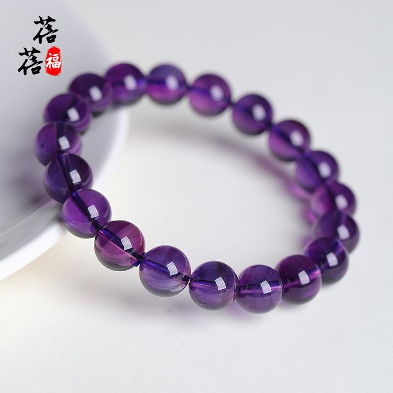 Natural Uruguay Amethyst Beaded Bracelet Deep Purple Crystal Jewelry Fashion Accessory