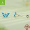 Bright Oil Drop Butterfly Earrings for Women - S925 Silver Threaded Ear Jewelry