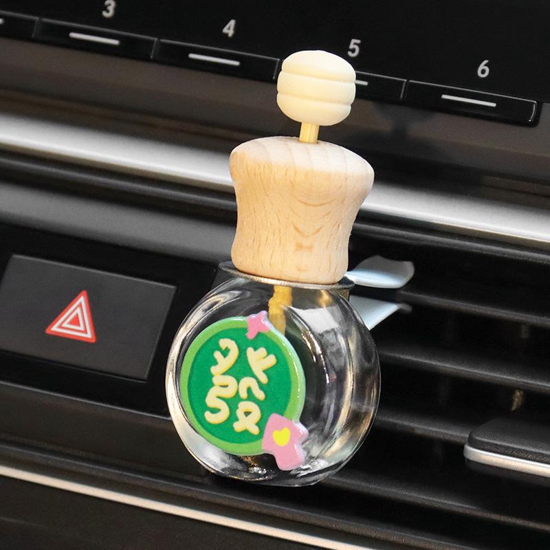 Car Air Vent Clip Aromatherapy Bottle Lucky Text Empty Diffuser Cute Car Interior Decor