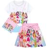 Fashion Girls KATSEYE Print Sets Short Sleeves T-Shirt Top Skirt Bag
