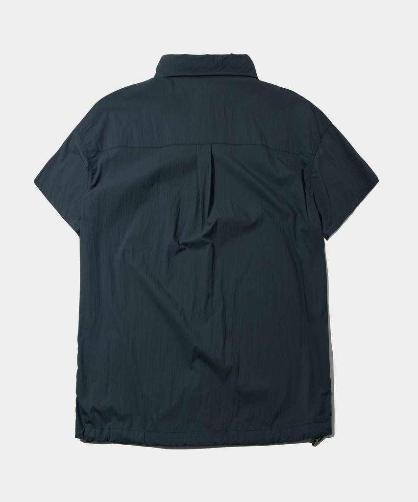 PLACESTUDIOMAN Nylon Short Sleeve Half Collar Shirt With String Pocket Details _3 Colors